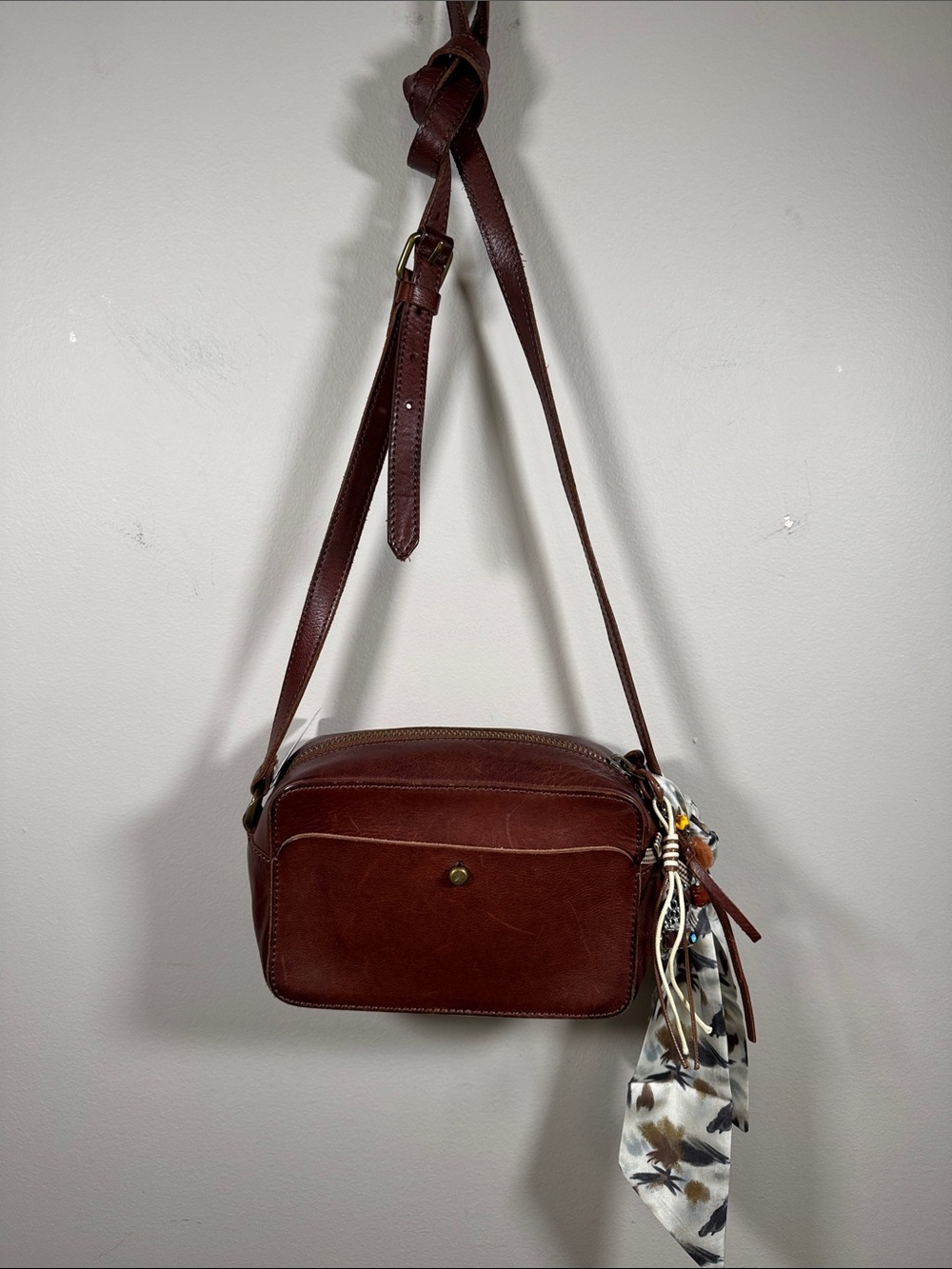 Madewell Brown Leather Camera Crossbody Bag Adjustable Strap